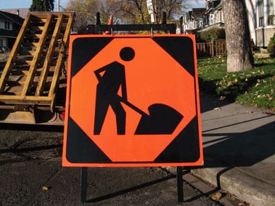 road work sign